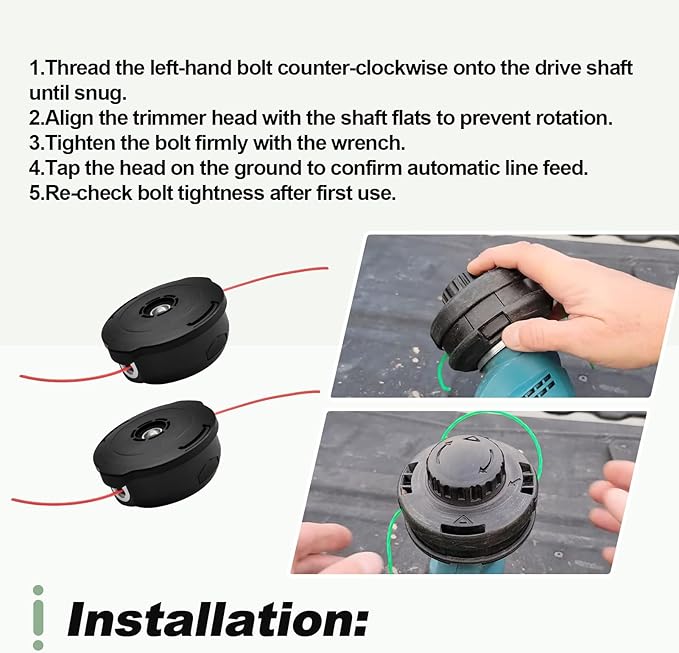 2 PCS Bump Feed Trimmer Head M8x1.25LH Compatible with Makita XRU11Z XRU12 XRU04Z 18V X2 LXT (36V) Lawn Mower Replace 198386-5
