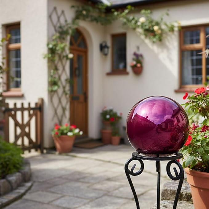 Decorative Garden Gazing Ball, Home Garden Gazing Globe Mirror Balls, Polished Stainless Steel Shiny Sphere, Ideal As a Housewarming Gift (Dia:25cm/10 inches)