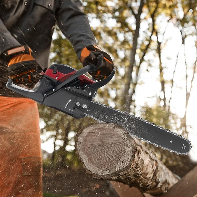 Gas Chainsaw, 2Stroke/4Stroke Gasoline Chainsaw Power Chain Saws Handheld Cordless Petrol Chainsaws For Wood Cutting Forest Felling Tree Pruning Shrub Pruning (2Stroke 20In 2400W 58CC)