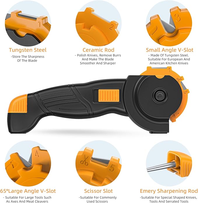 Garden Tools Knife Sharpener, All in 1 Sharpens Lawn Mower Blades, Axes, Pruner, Hedge Shears, Hunting Gear, Machete, Repairs & Hones Edges, Durable & Easy to Use