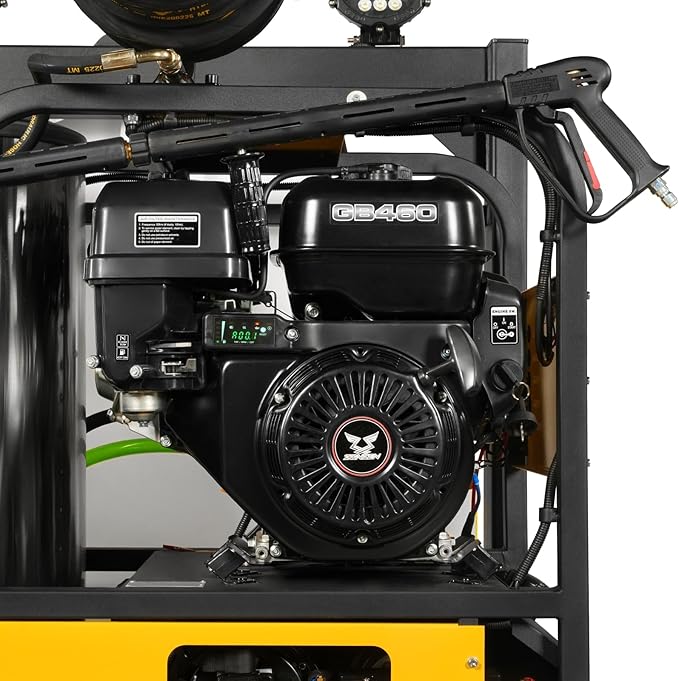 4000PSI 4GPM ZONSEN 459cc 15 HP E-Start Gas Engine Hot Water Pressure Washer Skid Mounted with 245 Gal Tank, Model HPW40DBT