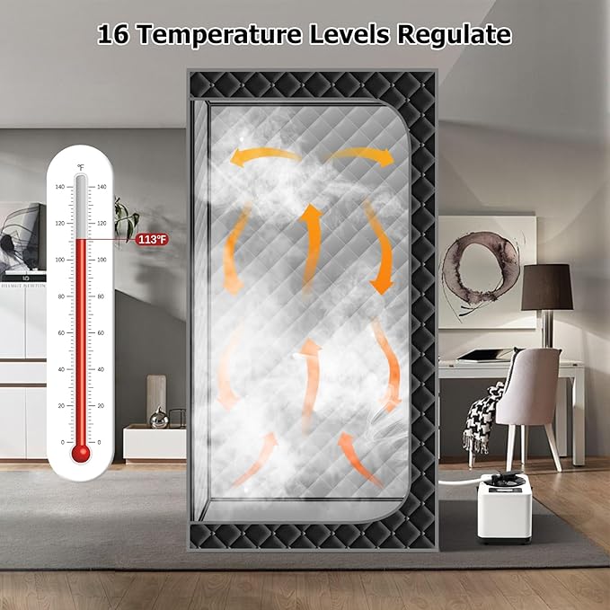 Steam Saunas for Home,Full Body Red Light Sauna Tents Portable Large Space Remote Control Indoor Steamer Sauna Box with 3L Steamer Machine,Foldable Chair,Pocket