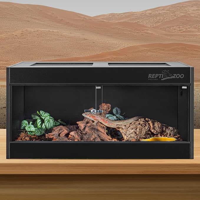 REPTI ZOO 50 Gallon PVC Reptile Enclosure, 36x18x18 inch Reptile Tank for Ball Python Bearded Dragon Snake Gecko, Reptile Terrarium Lounge Habitat with Glass Sliding Door & Top Screen Ventilation