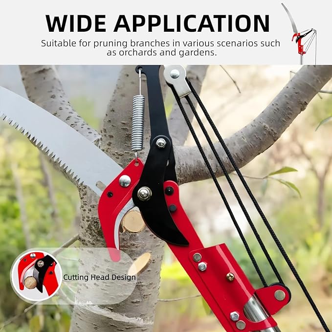 15.7’’ Pole Saws for Tree Trimming - Dual-Pulley Tree Pruner, Tree Trimmers Long Handle Pruner, Manual Pole Saw for Yard & Garden, Gardening Hand Tools