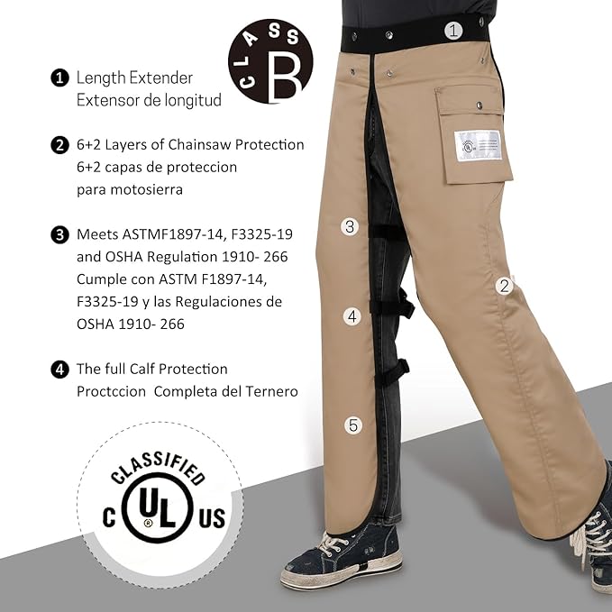 Chainsaw Chaps Apron Wrap 8-layer for Men/Women Loggers Forest Workers Protective Chain Saw Pants Adjustable