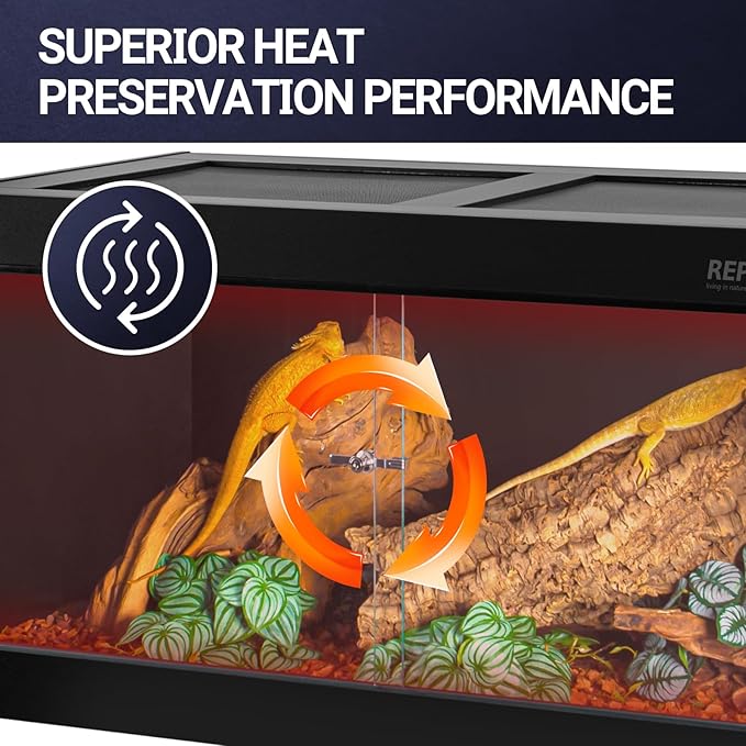 REPTI ZOO 120 Gallon PVC Reptile Tank Terrarium, 48x24x24 Reptile Terrarium for Ball Python Snake Bearded Dragon Gecko, Large Reptile Glass Tank with Sliding Door & Screen Ventilation