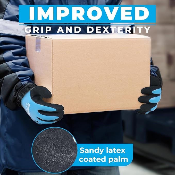 HANDLANDY Waterproof Work Gloves for Cold Weather, Insulated Winter Freezer Work Gloves with Grip for Men & Women