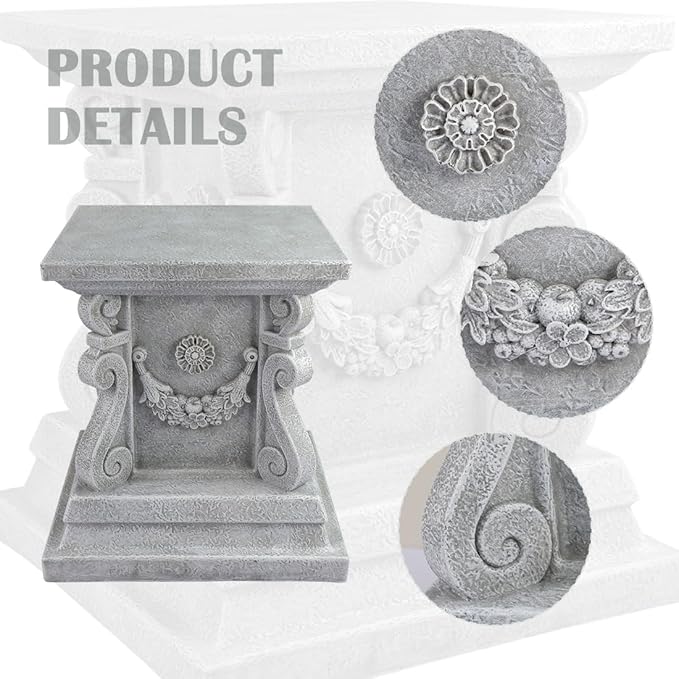 Outdoor Garden Classic Plinth Base Statue Riser，Garden Pedestal Stand For Sculptures, Plant，Flower Pots Decor， Large 12 Inch Tall.