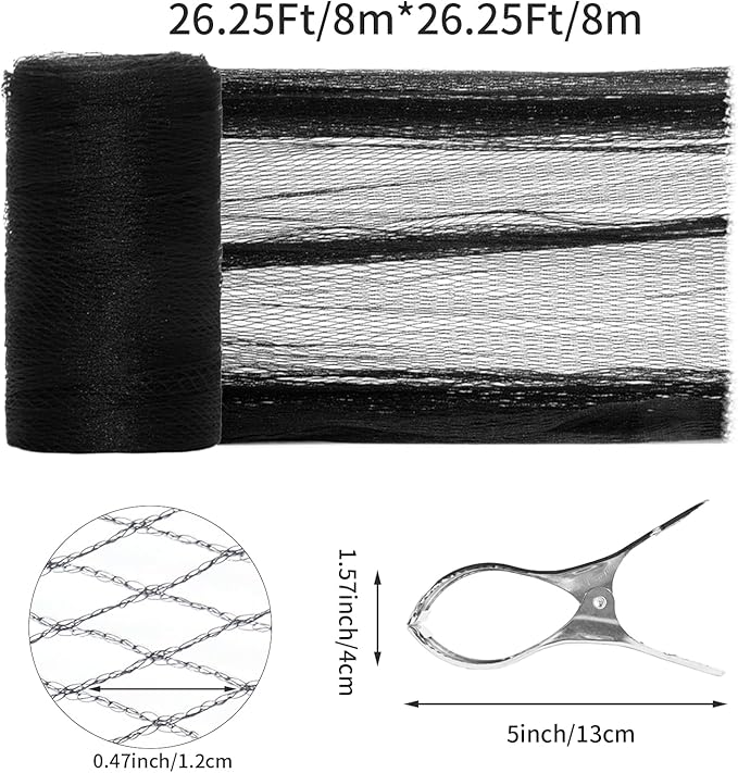 24 Feet Round Leaf Net Cover for Above Ground Pool,Mesh Pool Net Cover with 18 Pcs Pool Cover Clips Fits 24FT Above Ground Pools, Keeps Leaves Out of Your Pool (Black, 24FT)