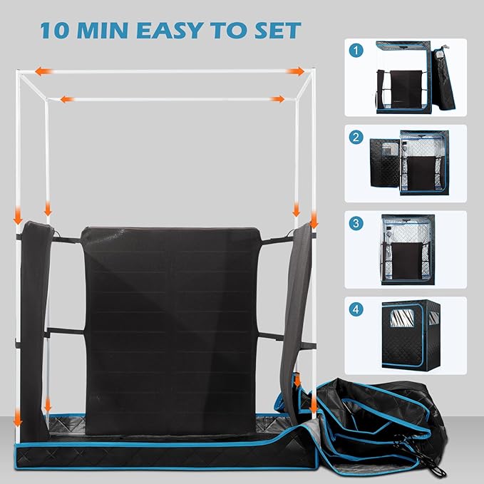 Portable Infrared Sauna for Home, 2 Person Sauna Tent for Relaxation & Detox, Dry Heated Personal Indoor Sauna with Remote Control, 2 Foldable Chairs, Full Body Spa for Gym/Pilates/Garage
