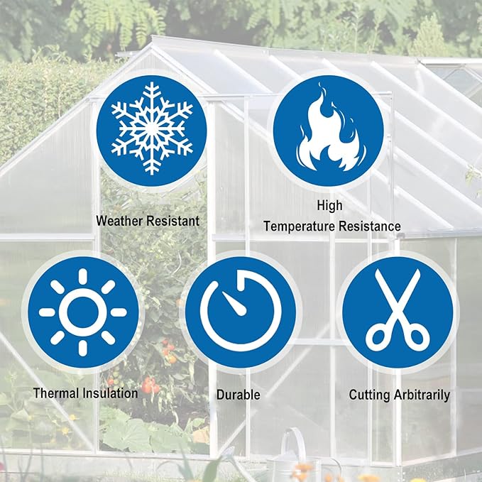 20 Pieces Set 4.4' (L) X 2' (W) Polycarbonate Greenhouse Panels, Twin-Wall Roof Panels Waterproof UV Protected Corrugated Plastic for Greenhouse, Plant Stand Roof