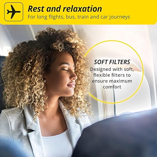 Alpine FlyFit - Earplugs for Pressure Relief & Preventing Ear Pain While Flying - Airplane Travel Essentials - Comfortable Reusable Hypoallergenic Earplugs with Ultra Soft Filter
