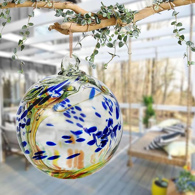 7 x 6 Inch Garden Hanging Gazing Ball Decorative Witch Ball Indoor Outdoor Ornament Home Décor (6", Multicolor)
