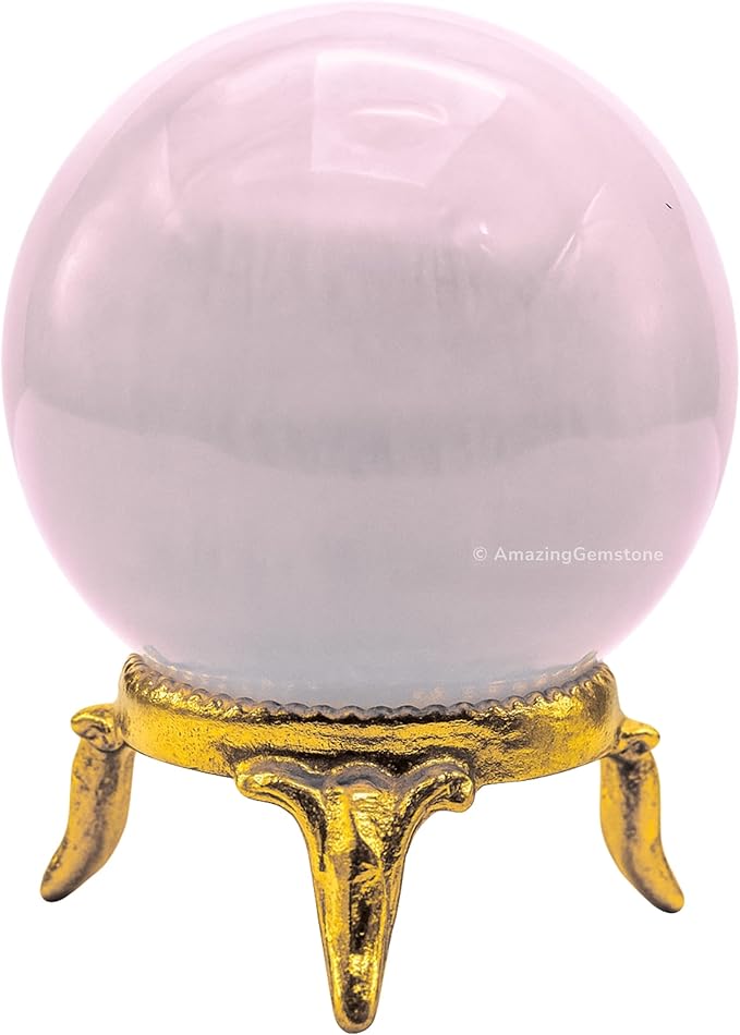 Amazing Gemstone Pink Calcite Crystal Ball with Stand - 2 Inches Crystal Sphere Meditation Balls for Witchcraft and Decorative Balls