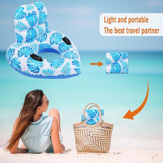 Inflatable Pool Float Lounger - XL Pool Floats,River Tube Floating Chair Sofa with Big Backrest, Blow Up Floaties Lake Raft Lounge with Handle Pool Party for Adults