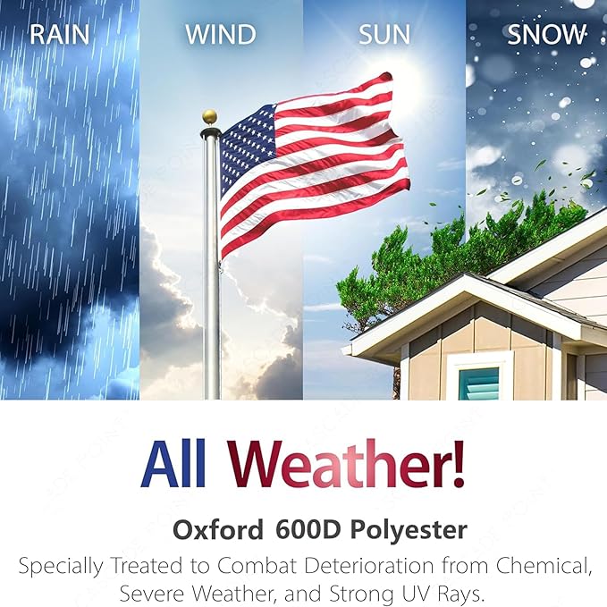 American Flag 3X5 | Heavy Duty American Flags 3x5 |600D Polyester Material USA Flag - Allegiance Flags For Outside 3x5,With Embroidered Stars and Sewn Stripes,Tearproof All-Weather Outdoor Flag.