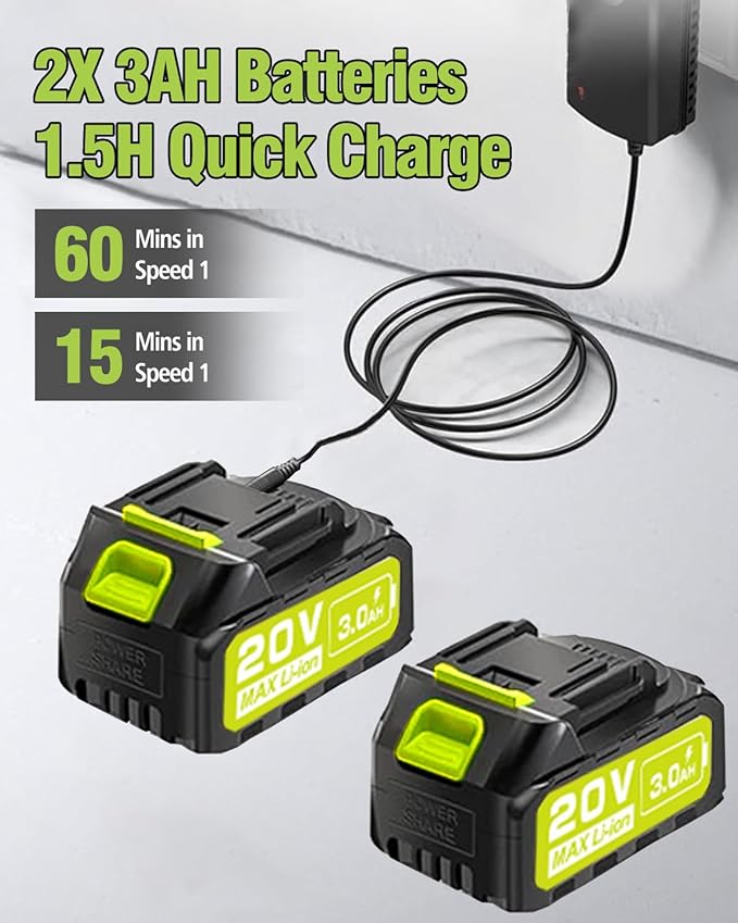 Portable Cordless Pressure Washer 2 Batteries - 1200PSI Brushless Cordless Power Washer with 6-in-1 Nozzle, Adjustable Foam Cannon LCD Touch Screen for Car Garden