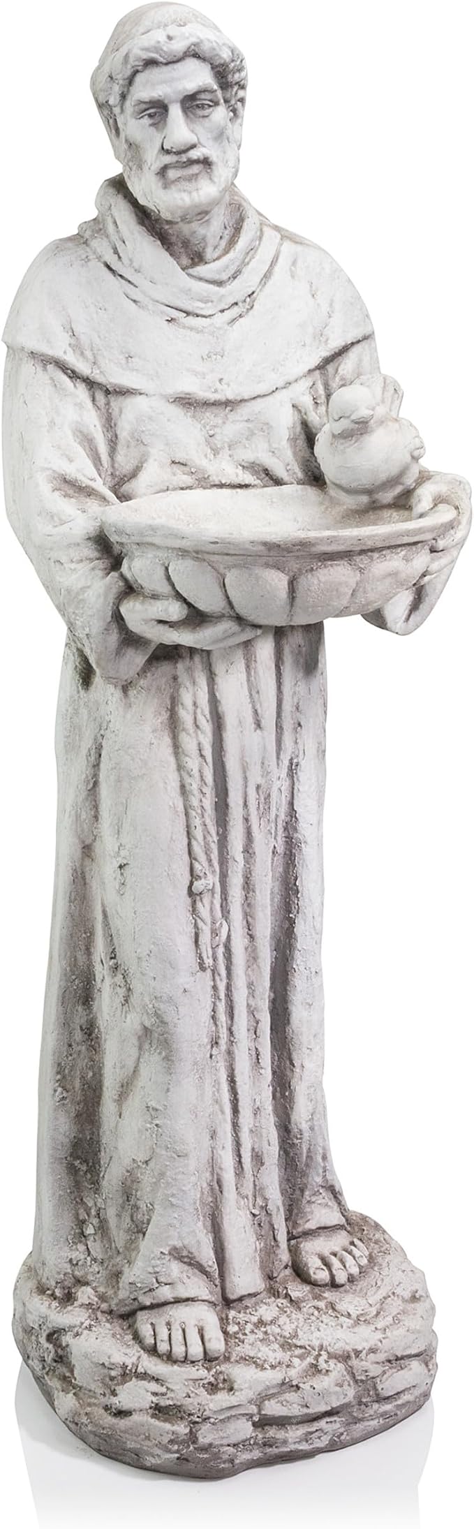 Alpine Corporation 45" Tall Outdoor Saint Francis Birdbath Statue Yard Art Decoration, Light Gray
