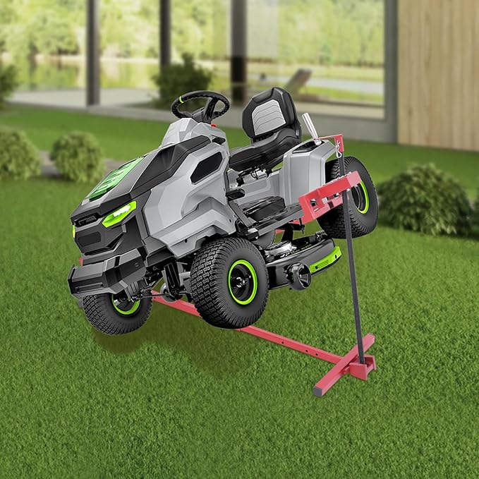 880 lbs Capacity Lawn Mower Lift Tool, Adjustable Steel Lawn Tractor Lift Jack, for Mowers, Garden Tractors, Riding Tractors Repair, Maintenance Lifter (Red)