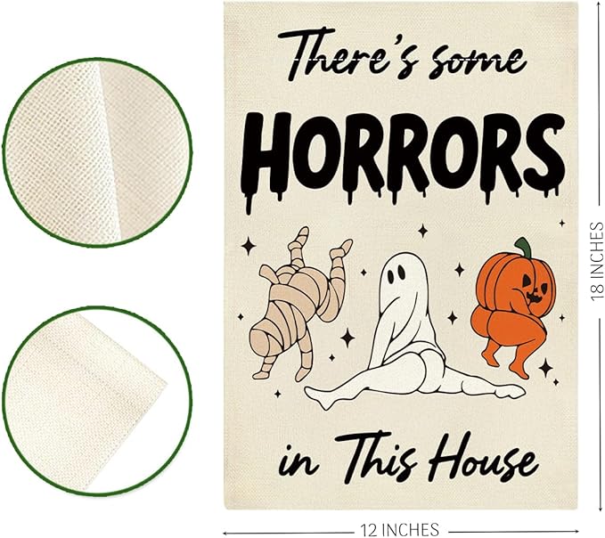 Funny Halloween Garden Flag Ghost Pumpkins Fall Halloween Themed Holiday Party Outside Outdoor Lawn Decorations Yard Flag Double Sided 12x18 Inch