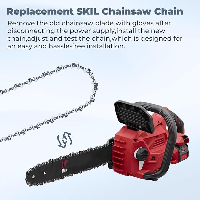 14" Chainsaw Chain Replacement for SKIL CS4555-10 40v Chainsaw,SCN1400 Chainsaw Blade 52 Drive Links 0.043" Gauge 3/8" LP Pitch (3 Pack)