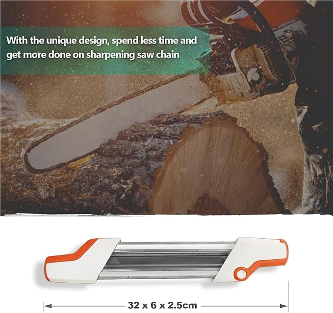 2-in-1 Chainsaw Sharpener with Pitch 3/8" (0.375”), File Diameter 5/32" (4.0 mm), Easy File Chain Saw Sharpener Tool, Replaces 56057504303