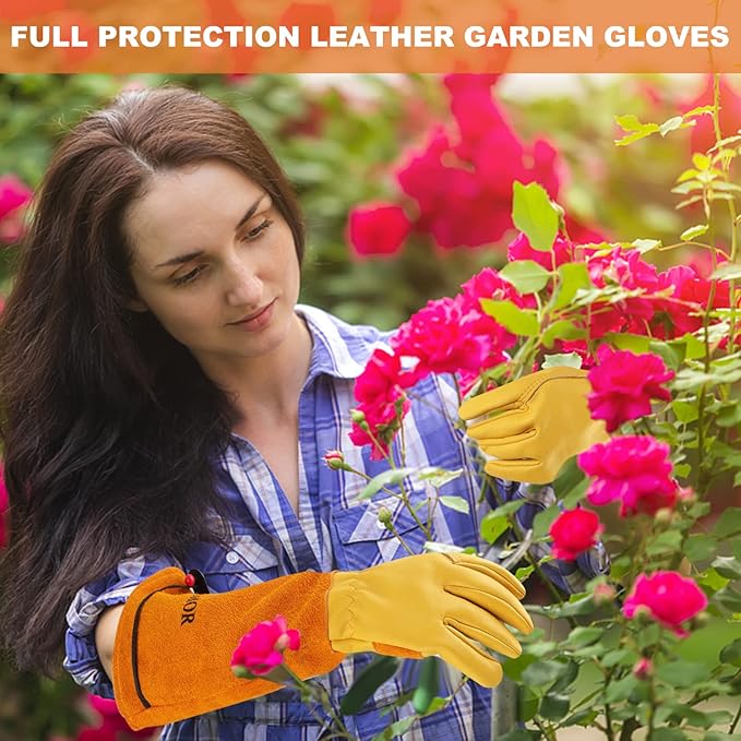Long Gardening-Gloves Women/Men-Thorn proof Rose Pruning Heavy Duty Gauntlet-XS