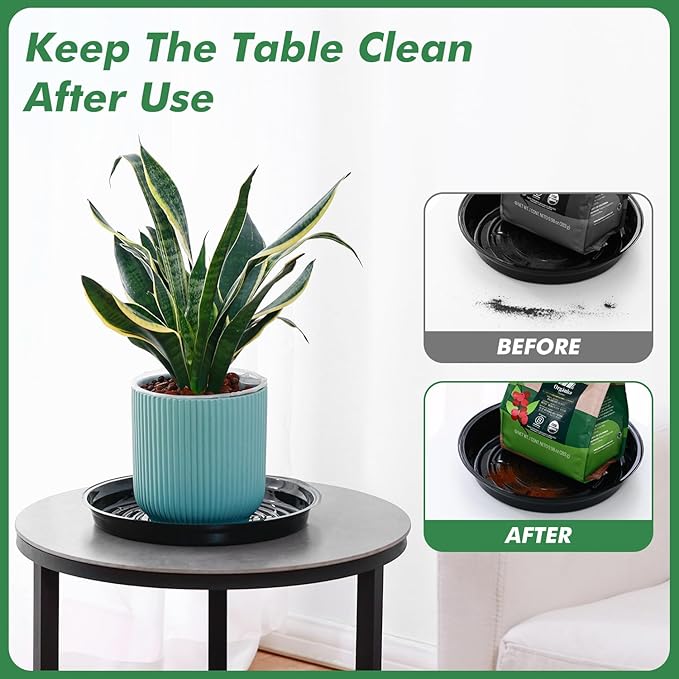 20 Pack 8 Inch Plant Saucer, Black Plant Saucers for Indoors No Holes, Plastic Plant Saucer for Plant Pots Plant Water Catcher Tray, Small Flower Pot Saucers Bulk Plant Drip Trays for Potted Plants