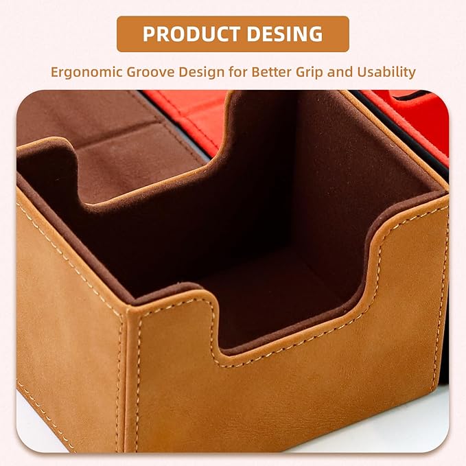 Magic Card Deck Box for MTG Single Deck Card Box fits 100+ TCG Sleeved Cards Soft Leather Card Box Top loading Card Boxes Magic Gift for MTG TCG CCG (Horizontal,Brown)