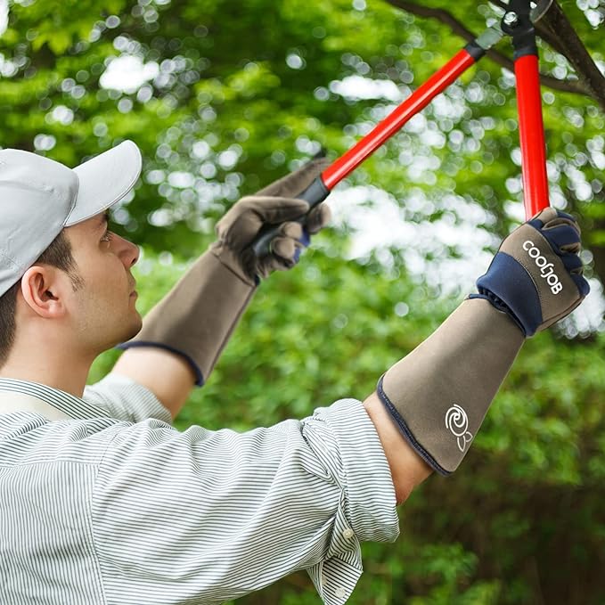 COOLJOB Thorn Proof Rose Pruning Garden Gloves for Men, Long Sleeve Padded Yard Work for Bush, Blackberry, Cactus, Heavy Duty/Puncture Resistant/Machine Washable, Medium, Navy