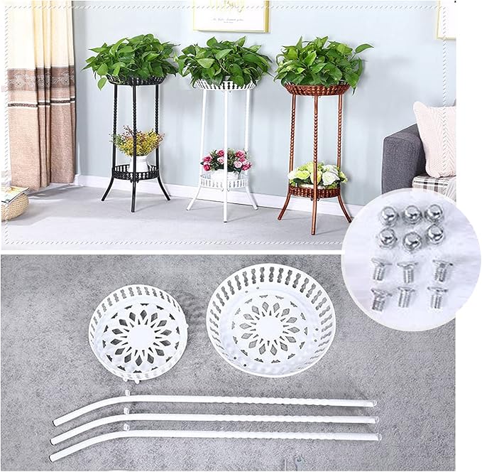 YANMENG Metal Iron High Plant Stand Indoor Outdoor, Sturdy Planter Stand, Corner Display Shelf, Weight Capacity 50 lbs(32in, Black)