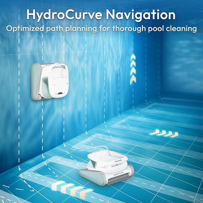 Hydro 4SE Robotic Pool Cleaner, Wired Automatic Vacuum with Wall & Waterline Cleaning, Oversized Top-Loading Filter, Dual Inlet System, Works for Inground/Above-Ground Pools Up to 40FT