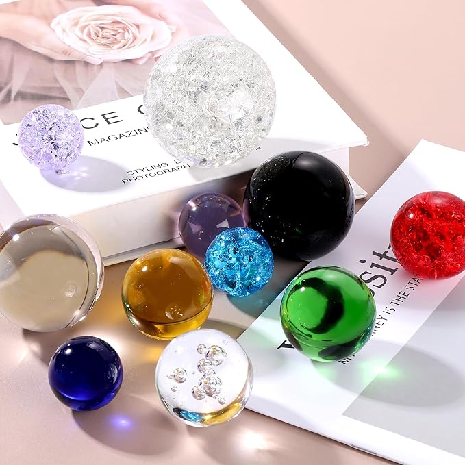 uxcell 30mm/1.2" Crystal Sphere Ball Glass Solid Decorative Sphere Crystal Ball Prop Ornament for Feng Shui Divination Fortune Telling Tabletop Fountain Decoration, Amber
