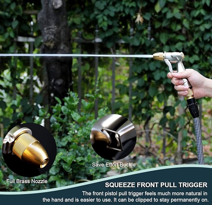 ESOW Garden Hose Nozzle, 100% Heavy Duty Metal Spray Gun with Full Brass Nozzle, 4 Watering Patterns Watering Nozzle- High Pressure Pistol Grip Sprayer for Watering Plants, Car Wash and Showering Dog