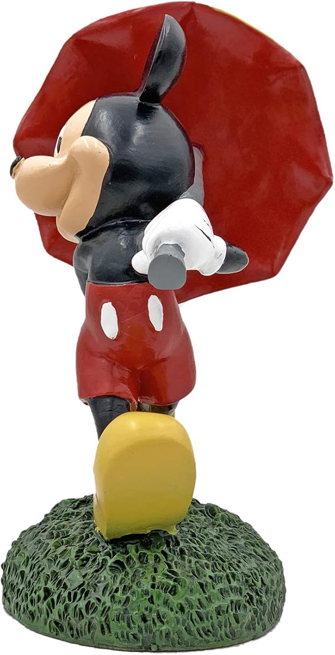 Disney Mickey Mouse Umbrella Everyday Outdoor Garden Statue, 8 inches Tall, Officially Licensed Disney Product