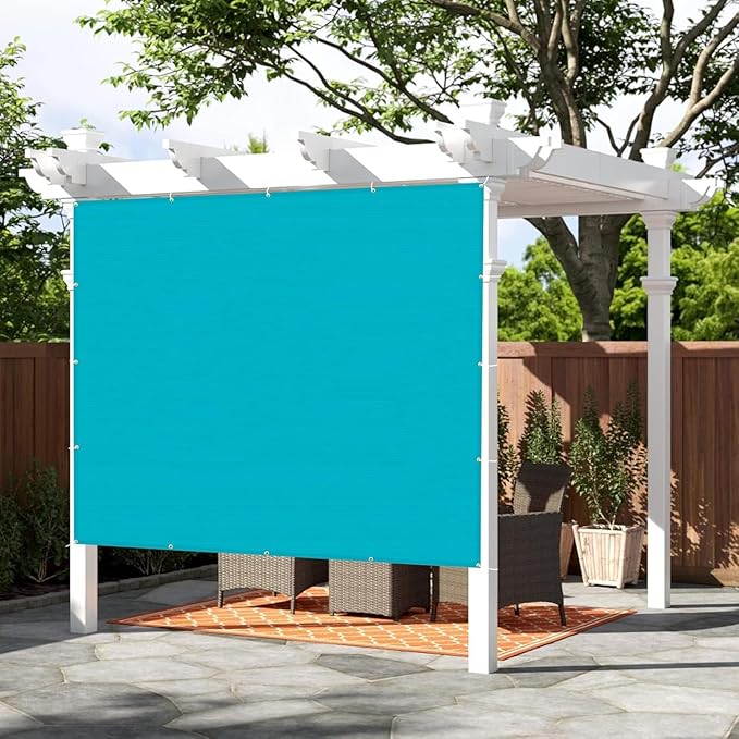 SUNNY GUARD Shade Cloth 6x10 FT Sun Shade Screen Fabric HC-006 with Grommets for Backyard Garden Pergola, Turquoise Blue