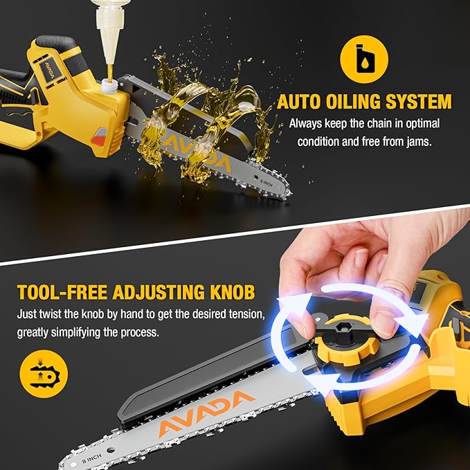 2-IN-1 Cordless 8-Inch Pole Saw & Chainsaw for DeWALT 20V MAX Battery - 1200W Brushless Motor, Total Reach of Max 15.9 FT, Lightweight, 8"&6"Electric Pole Saws for Tree Trimming Pruning (Tool Only)