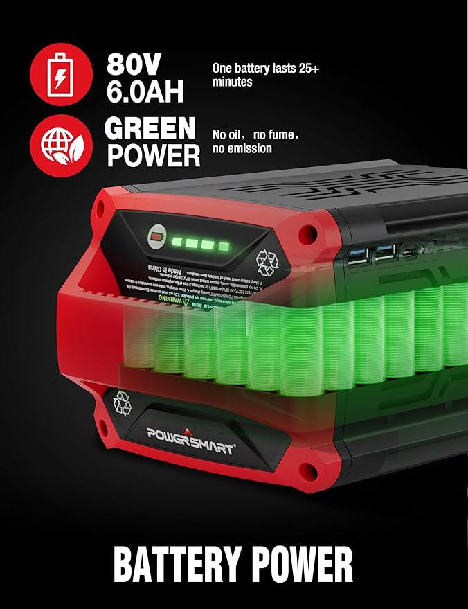 PowerSmart 80V 24in. Self-Propelled Cordless Snow Blower, 2-Stage with 6.0Ah Battery and Charger (HB2805A)