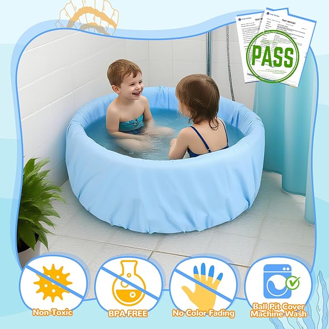 Foam Ball Pit, 35 inch x 12 Inch Outdoor Swimming Pool for Kids, Indoor Playground Ball Pool, Ideal Gift for Children - Ball Not Included...
