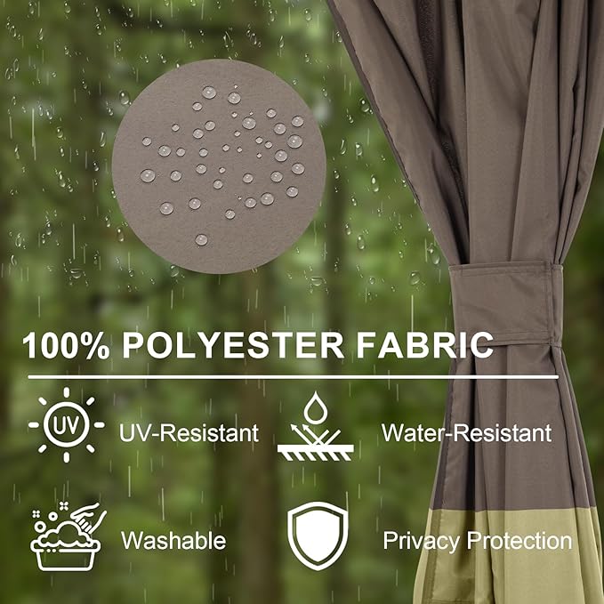 BPS 12' x 12' Gazebo Curtain Privacy 4-Panel Sidewall Outdoor Replacement Shade (Only Curtain)