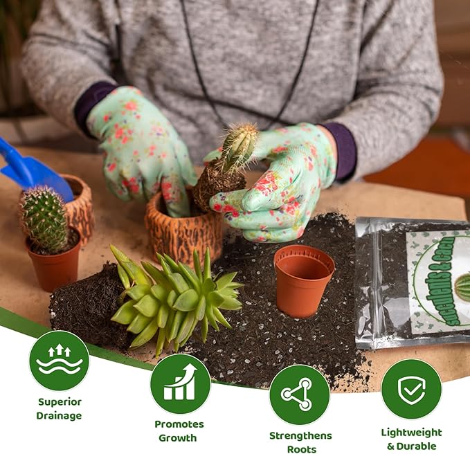 Cactus and Succulent Soil Potting Mix 2qt, Well Draining Chunky Soil Mix for Indoor Plants, Gritty Soil for Healthy Indoor Plants - Spike & Bloom