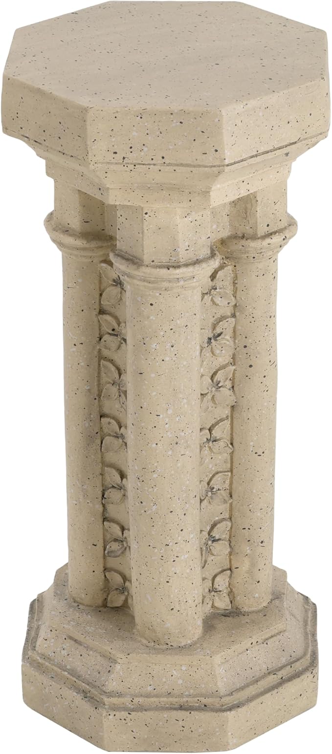 Decorative Roman Column Pedestal Column Plant Stand, Vintage European Style Classical Garden Pillar, Indoor Outdoor Decor, Pedestal Columns Plants Standing for Entryway Garden Yard Home (Sand/23.25"H)