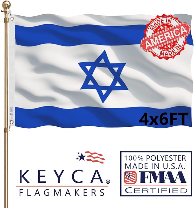 Israeli Flags 4x6 FT Made in The USA-Heavy Duty Vibrant Colors Double Sided Israeli National Flag Flag with 2 brass grommets for Home/Company/Indoor Outdoor Decoration