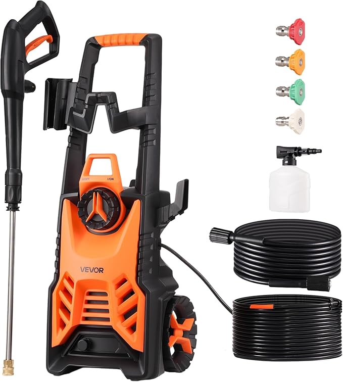VEVOR Electric Pressure Washer, Max 4500 PSI and 3.2 GPM, High Power Pressure Cleaning Machine with 4 Quick Connect Nozzles and a Foam Cannon, Ideal for Cars/Fences/Driveways/Patios/Home Cleaning