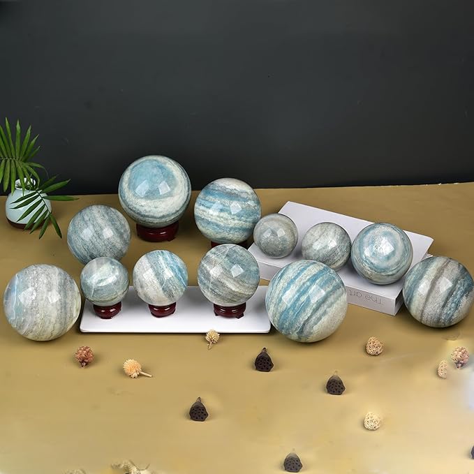 JIC Gem Natural Large Healing Crystal Sphere Ball Trolleite Crystal Decorative Ball Chakra Meditation Fengshui (100-110mm)