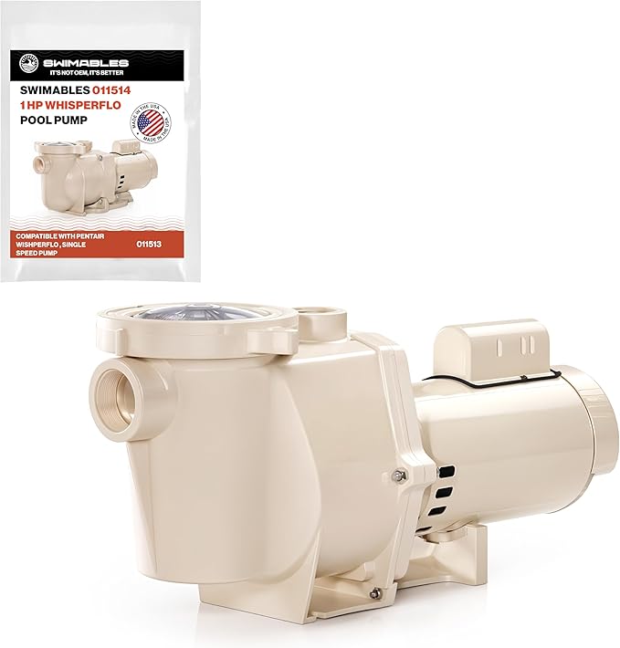 Swimables 011513 WhisperFlo 1 HP Single Speed Pool Pump - High Performance Premium WhisperFlo Pool Pumps Replacement - Quiet, Energy Efficient 1 HP Inground Pool Pump for Long-Lasting Power