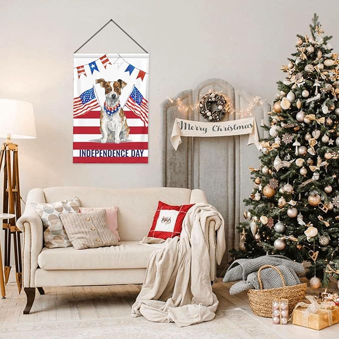 Independence Day Dog Garden Flag Vertical Double Sided Outdoor Yard Flags 12.5x18 Inch Burlap Banners Vertical Double Sided for Outdoor Decor Lawn