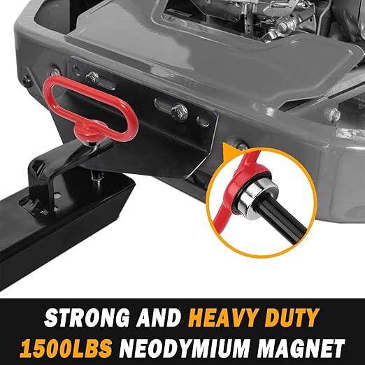 Magnetic Hitch Pin, Lawn Mower Trailer Hitch Pins 1/2 Inch - Strong Heavy Duty Magnet Trailer Gate Pin for Mowers, Lawn Tractors, Towing Cargo, ATV - Simple One Handed Hook On & Off（Red）