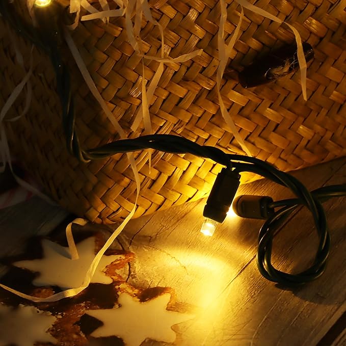 50 LED 5MM Warm White Christmas Lights, 17FT Indoor/Outdoor String Light, Mini Lights for Garden, Patio, Christmas Trees - Green Wire, Commercial Grade, UL Listed