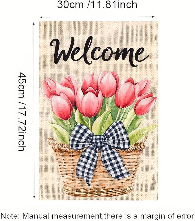 Spring Floral Garden Flag Tulips Garden Decoration Supplies 12x18 Inch Double Sided Flag Farmhouse Holiday Outside Seasonal Decor Seasonal Flower Yard Flags
